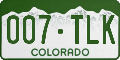 CO license plate 007TLK