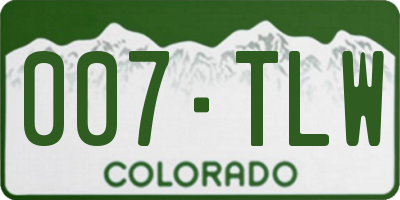CO license plate 007TLW