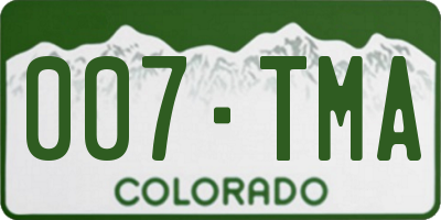 CO license plate 007TMA