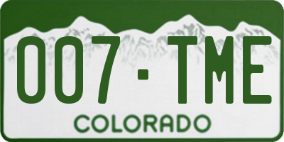CO license plate 007TME