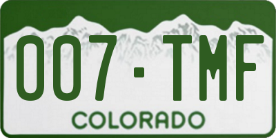 CO license plate 007TMF