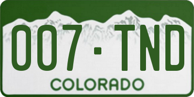 CO license plate 007TND
