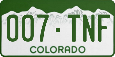 CO license plate 007TNF