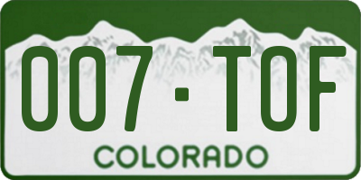 CO license plate 007TOF