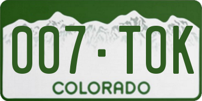 CO license plate 007TOK