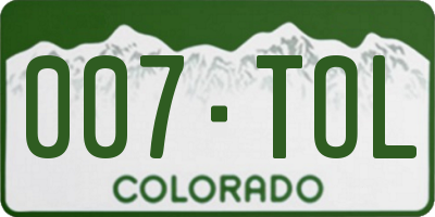CO license plate 007TOL