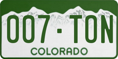 CO license plate 007TON