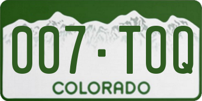 CO license plate 007TOQ