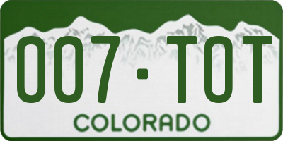 CO license plate 007TOT
