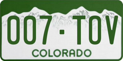 CO license plate 007TOV