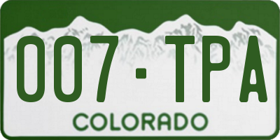 CO license plate 007TPA