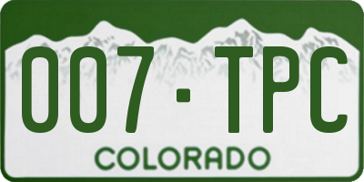 CO license plate 007TPC