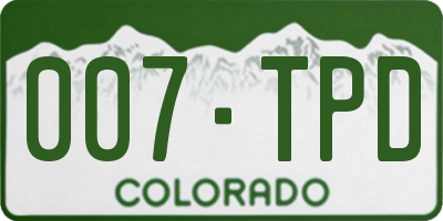 CO license plate 007TPD