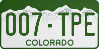 CO license plate 007TPE