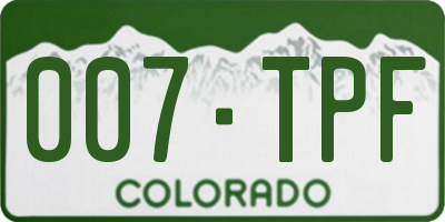 CO license plate 007TPF