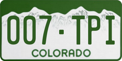 CO license plate 007TPI