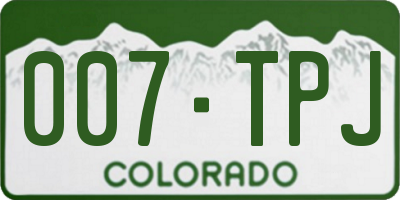 CO license plate 007TPJ