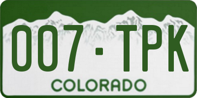 CO license plate 007TPK
