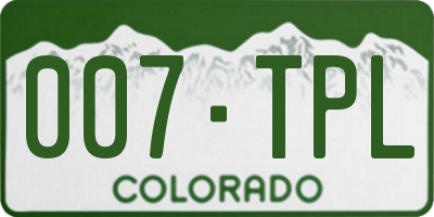 CO license plate 007TPL