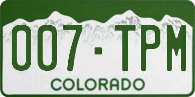 CO license plate 007TPM