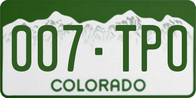 CO license plate 007TPO