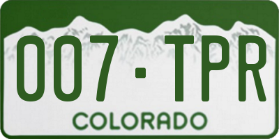 CO license plate 007TPR