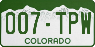 CO license plate 007TPW