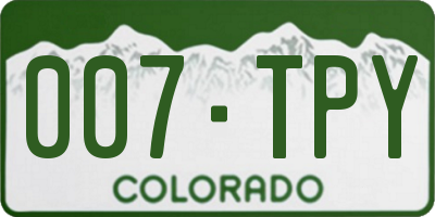 CO license plate 007TPY