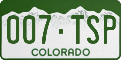 CO license plate 007TSP