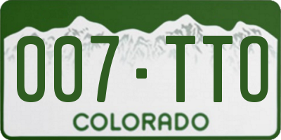 CO license plate 007TTO
