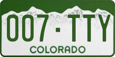 CO license plate 007TTY
