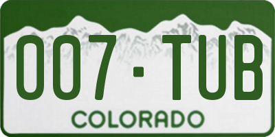 CO license plate 007TUB