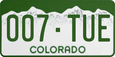 CO license plate 007TUE