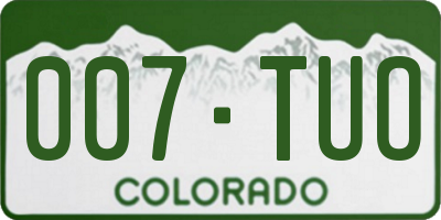 CO license plate 007TUO