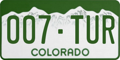 CO license plate 007TUR