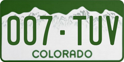CO license plate 007TUV