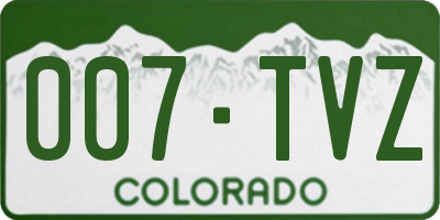 CO license plate 007TVZ