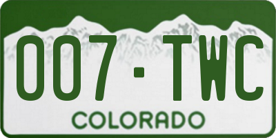 CO license plate 007TWC