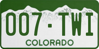CO license plate 007TWI