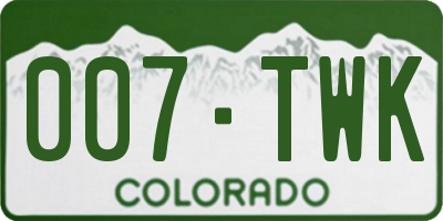 CO license plate 007TWK
