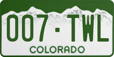 CO license plate 007TWL