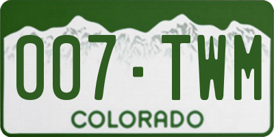 CO license plate 007TWM