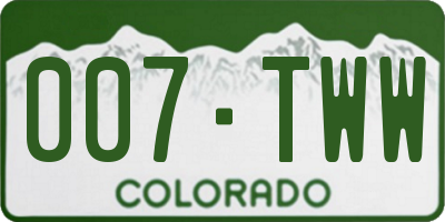 CO license plate 007TWW