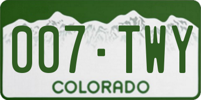 CO license plate 007TWY