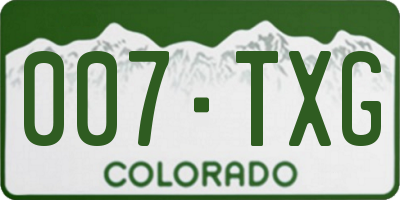 CO license plate 007TXG