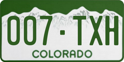 CO license plate 007TXH