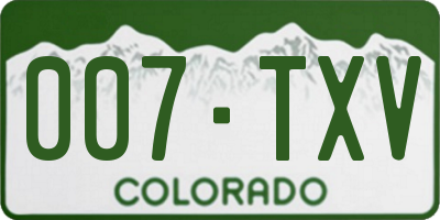 CO license plate 007TXV