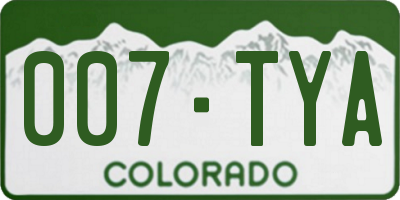 CO license plate 007TYA