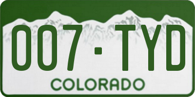 CO license plate 007TYD