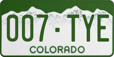 CO license plate 007TYE